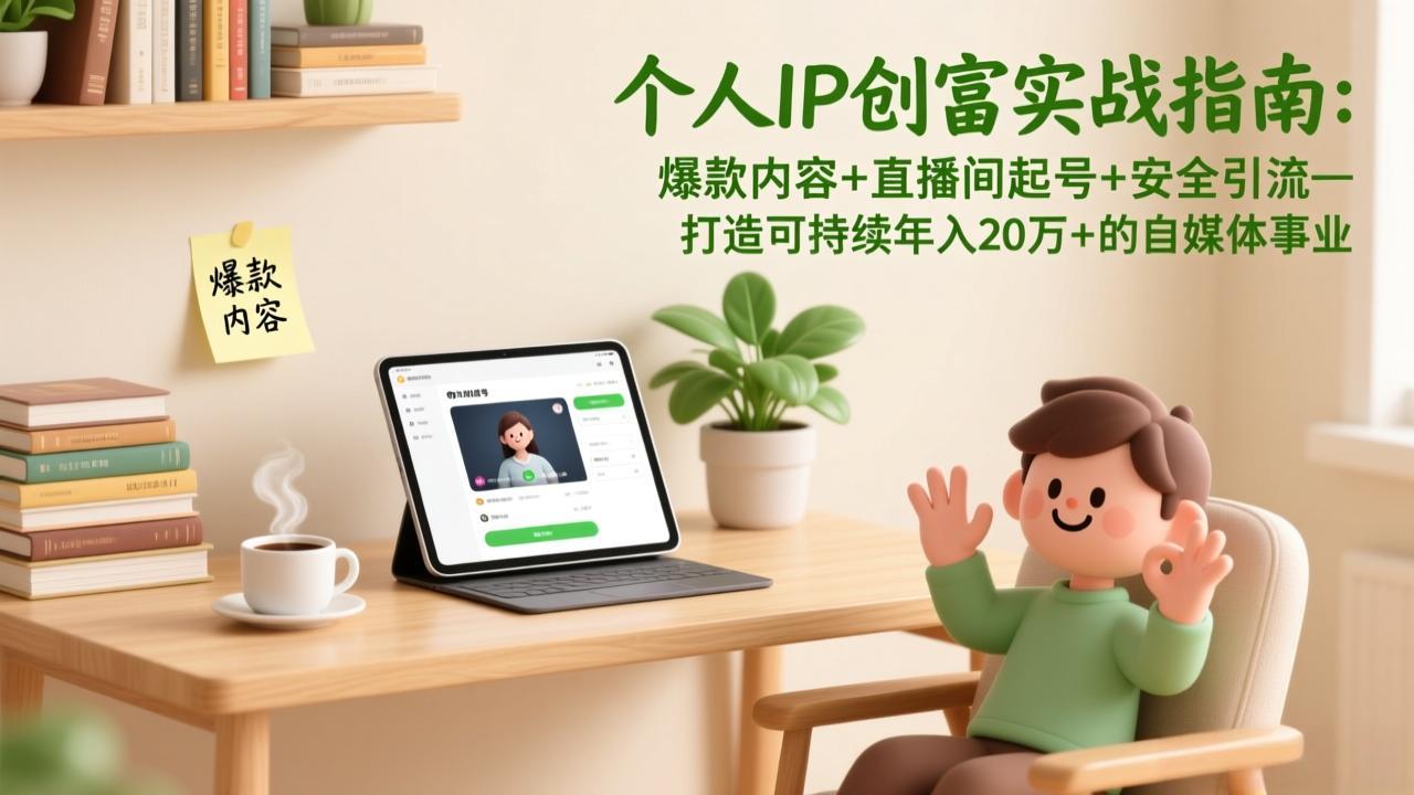 个人IP创富实战指南：爆款内容+直播间起号+安全引流，打造可持续年入20万+的自媒体事业-俊哥