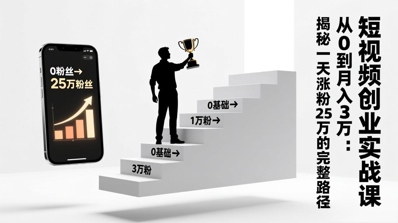 短视频创业实战课：从0到月入3万：揭秘一天涨粉25万的完整路径-俊哥