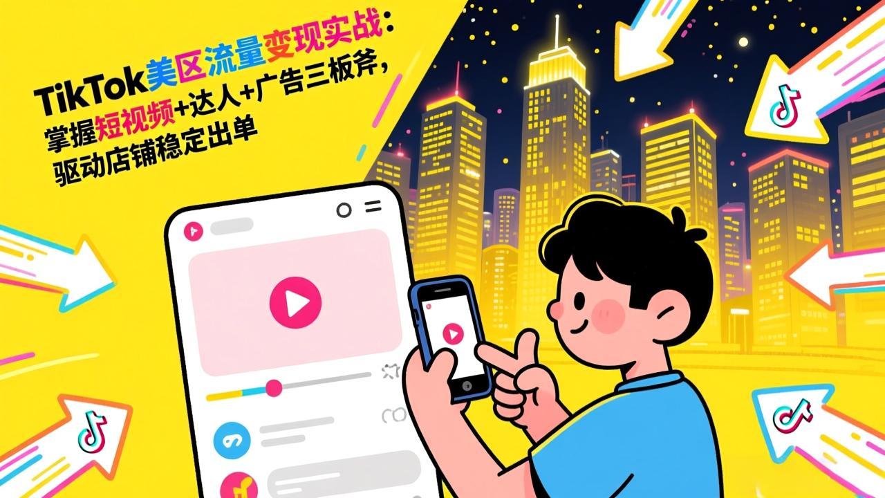 TikTok美区流量变现实战:掌握短视频+达人+广告三板斧,驱动店铺稳定出单-俊哥