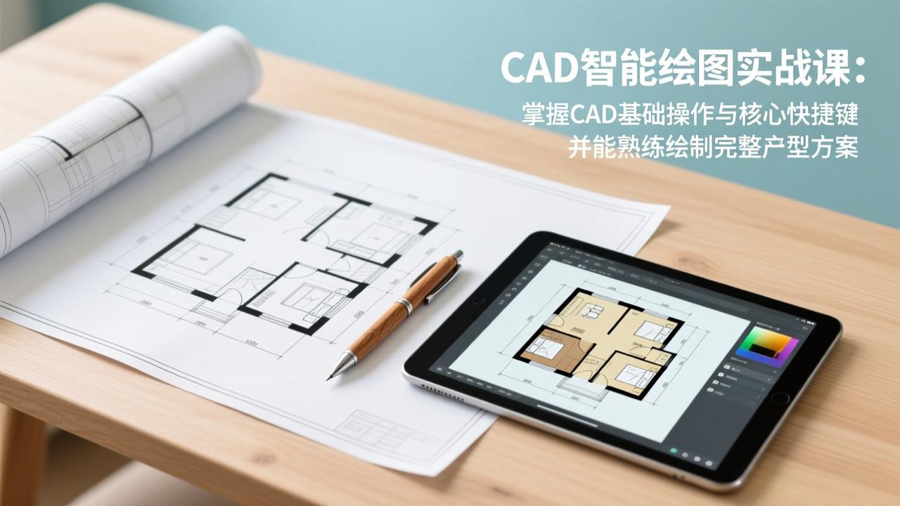 CAD智能绘图实战课:掌握CAD基础操作与核心快捷键,并能熟练绘制完整户型方案-俊哥