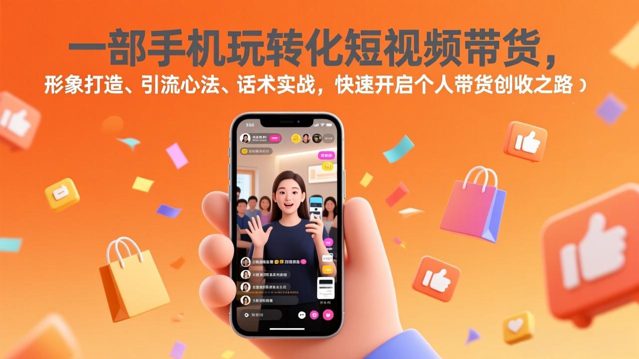 一部手机玩转化短视频带货，形象打造、引流心法、话术实战，快速开启个人带货创收之路-俊哥