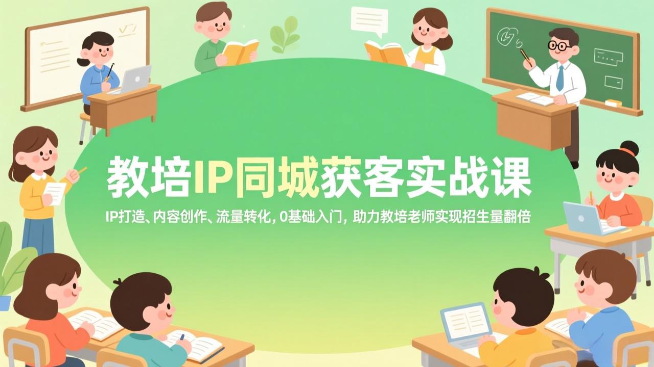 教培IP同城获客实战课，IP打造、内容创作、流量转化，0基础入门，助力教培老师实现招生量翻倍-俊哥