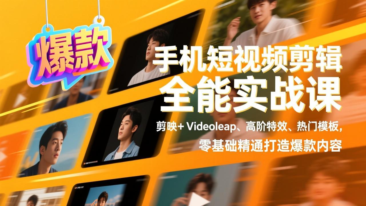 手机短视频剪辑全能实战课,剪映+Videoleap、高阶特效、热门模板,零基础精通打造爆款内容-俊哥