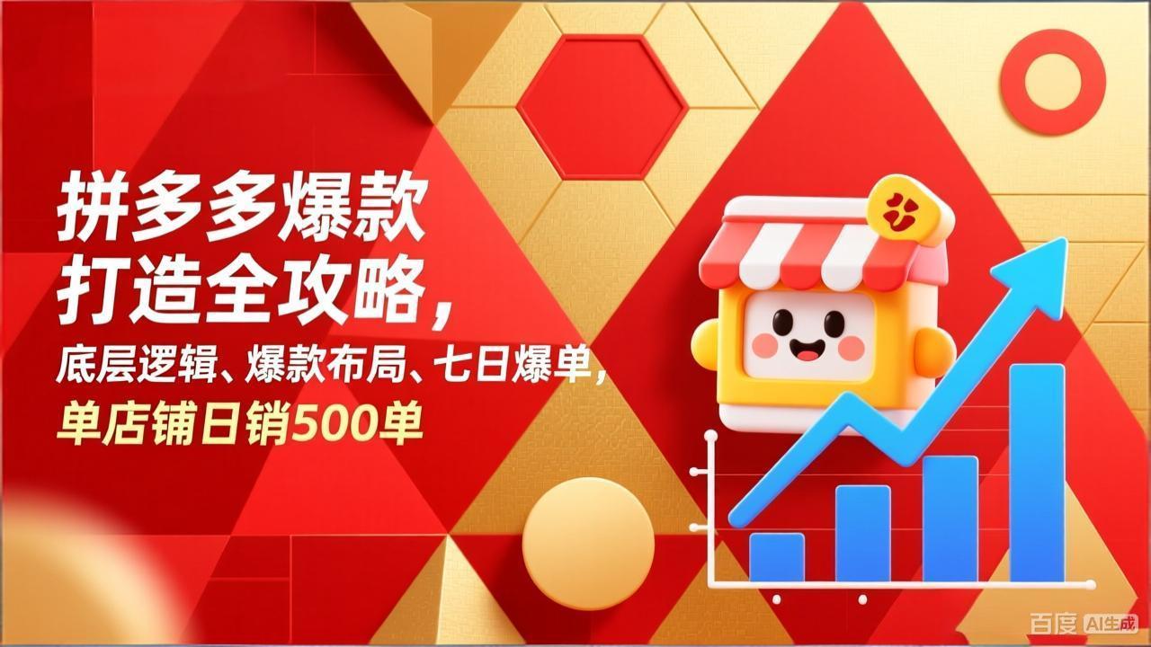 拼多多爆款打造全攻略，底层逻辑、爆款布局、七日爆单，单店铺日销500单-俊哥