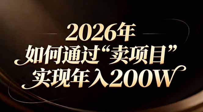 站在2026年的十字路口:一个普通人如何通过卖项目实现年入200万-俊哥