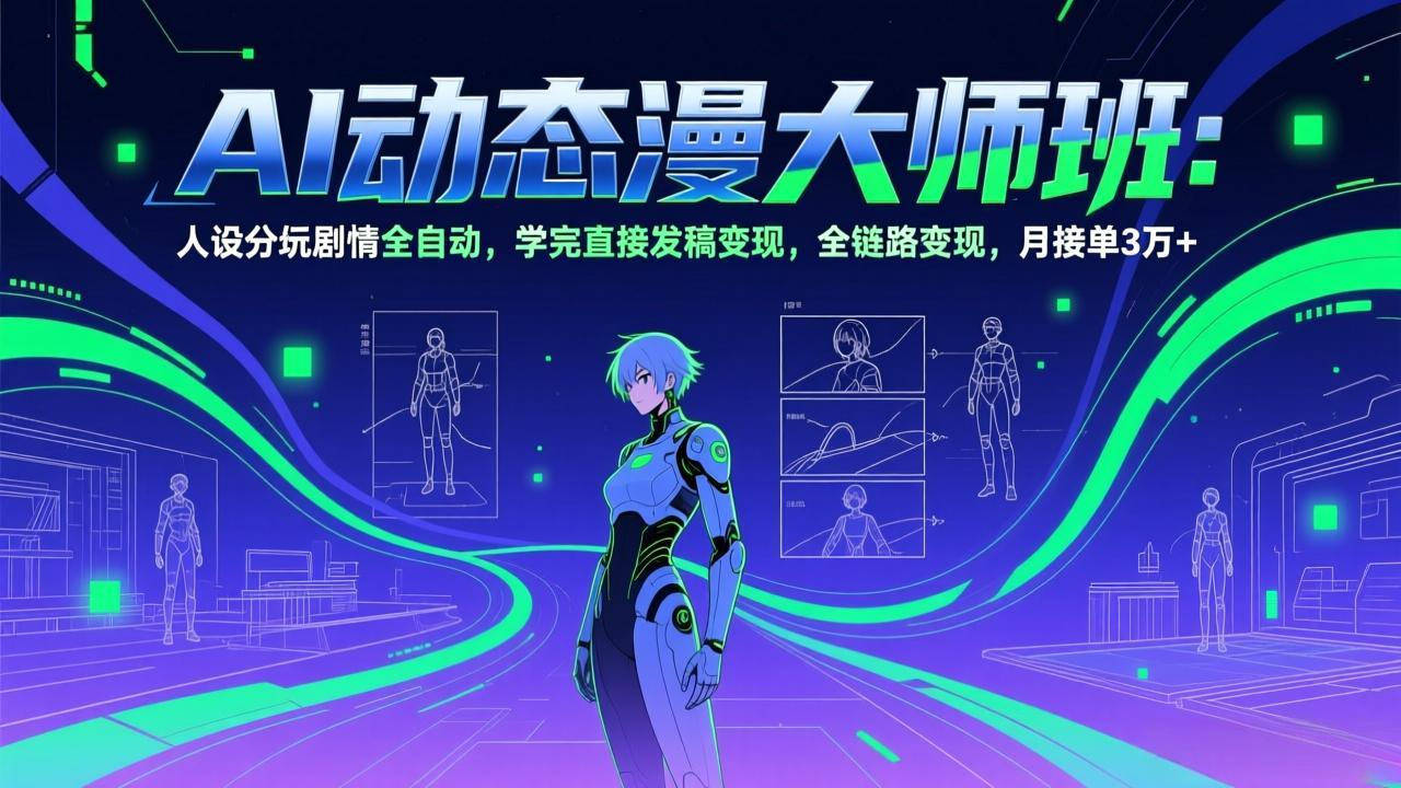 AI动态漫剧大师班：人设分镜剧情全自动，学完直接发稿变现，全链路变现，月接单3万+-俊哥