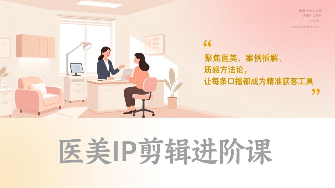 医美IP剪辑进阶课，聚焦医美、案例拆解、质感方法论，让每条口播都成为精准获客工具-俊哥