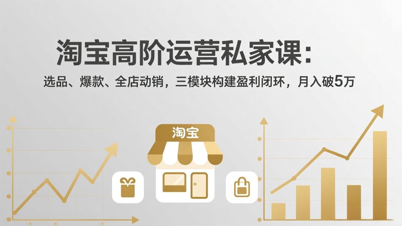 淘宝高阶运营私家课：选品、爆款、全店动销，三模块构建盈利闭环，月入破5万(更新26年2月-俊哥
