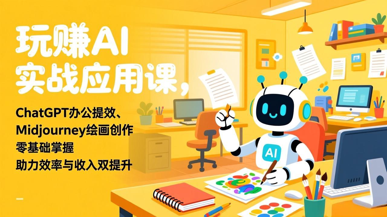 玩赚AI实战应用课,ChatGPT办公提效、Midjourney绘画创作,零基础掌握,助力效率与收入双提升-俊哥