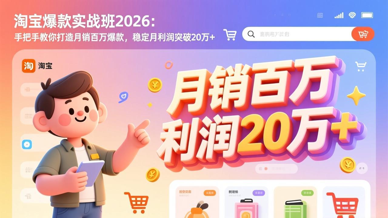 淘宝爆款实战班-2026年3月更新:手把手教你打造月销百万爆款,稳定月利润突破20万+-俊哥