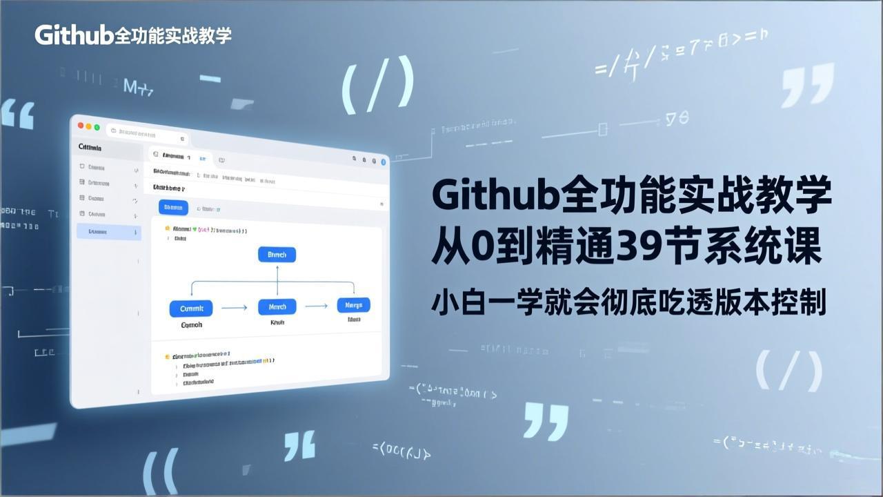 GitHub-全功能实战教学，从0到精通39节系统课，小白一学就会彻底吃透版本控制-俊哥