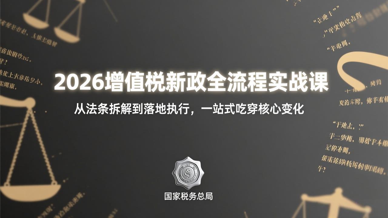 2026增值税新政全流程实战课：从法条拆解到落地执行，一站式吃透核心变化-俊哥