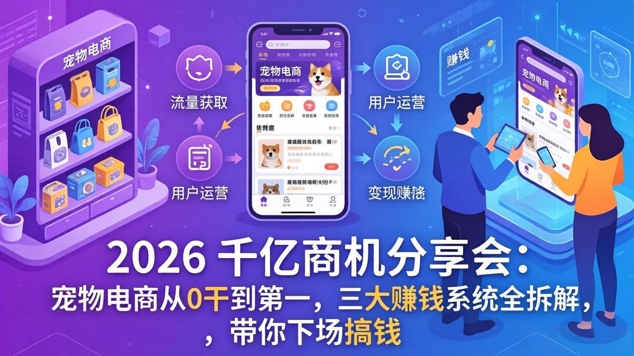 2026 千亿商机分享会:宠物电商从0干到第一,三大赚钱系统全拆解,带你下场搞钱-俊哥