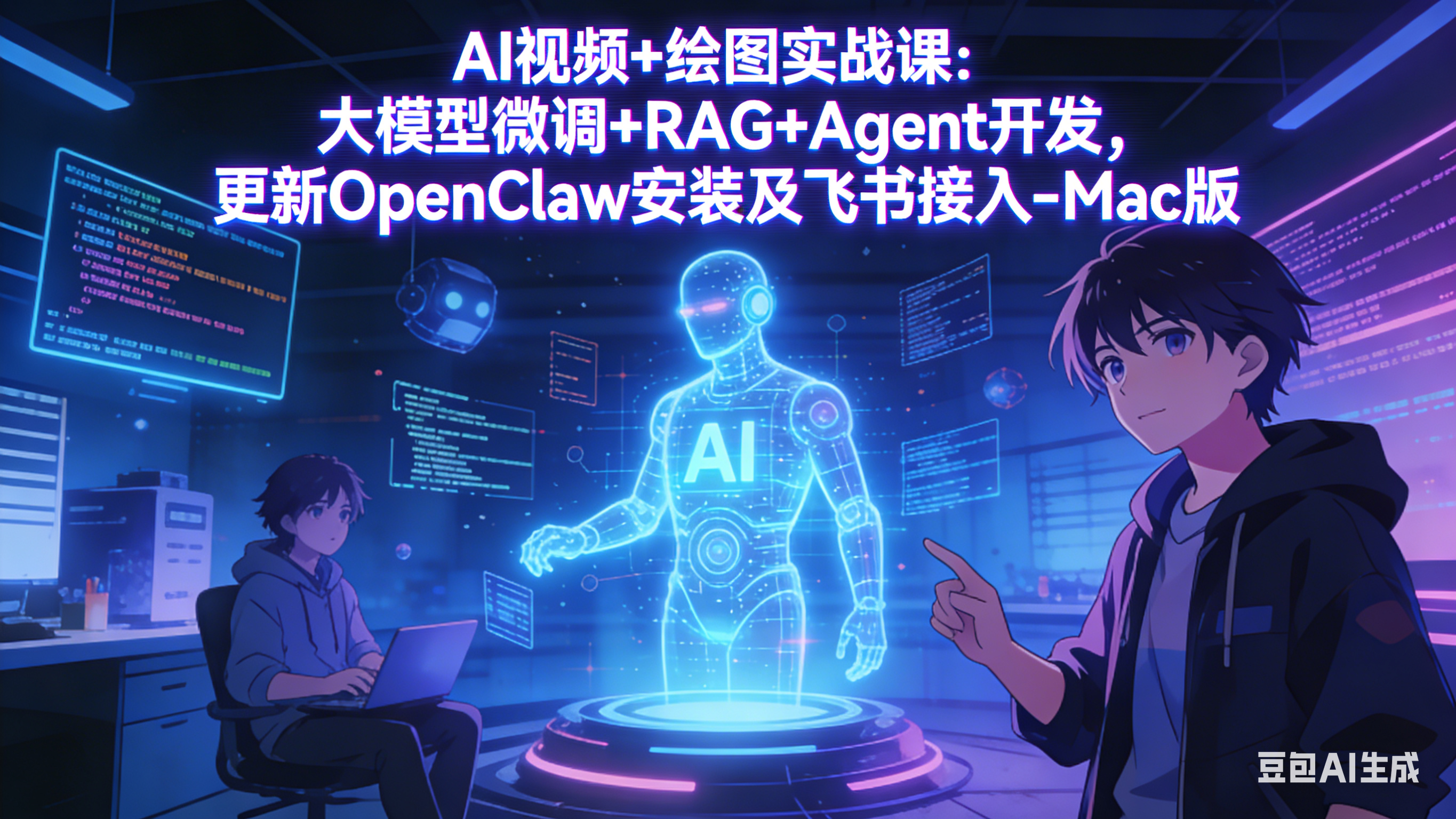 AI视频+绘图实战课：大模型微调+RAG+Agent开发，更新OpenClaw安装及飞书接入-Mac版-俊哥