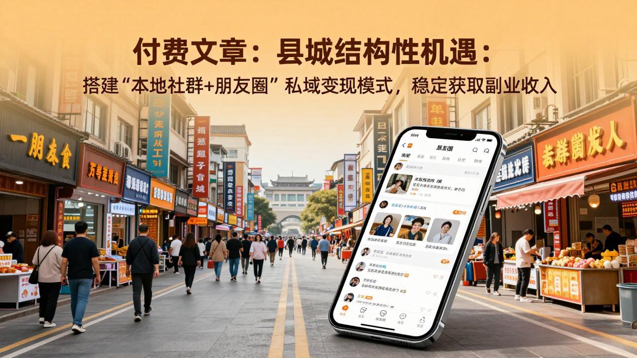 付费文章:县城结构性机遇:搭建“本地社群+朋友圈”私域变现模式,稳定获取副业收入-俊哥