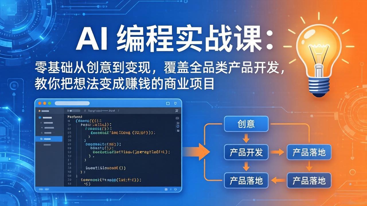 AI编程实战课-第三期-更新：零基础从创意到变现，覆盖全品类产品开发，把想法变成赚钱的项目-俊哥