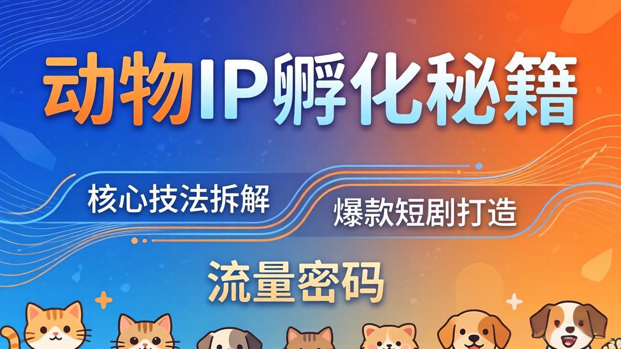 动物IP孵化全套秘籍，三大核心技法拆解，打造爆款萌宠短剧，轻松拿捏赛道流量密码-俊哥