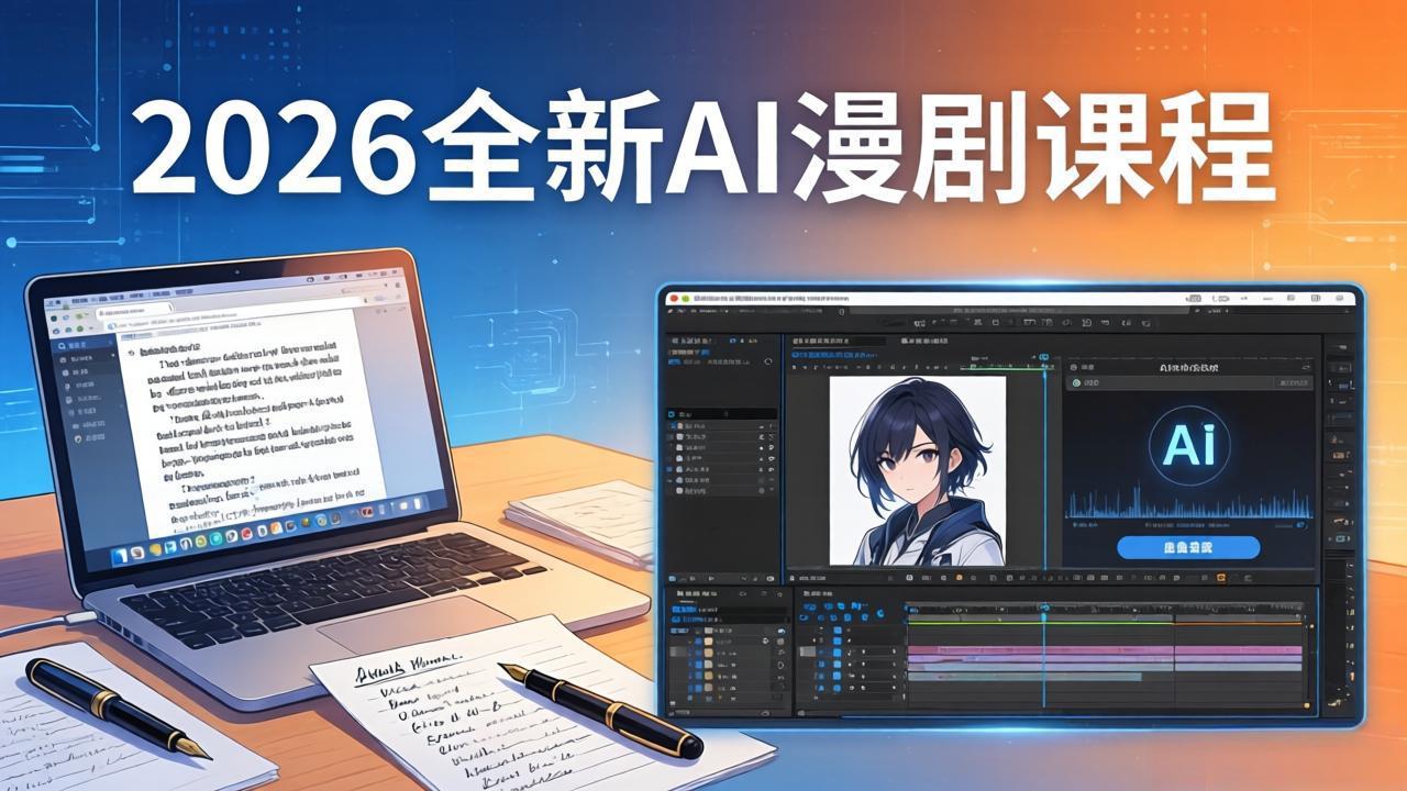 2026全新AI漫剧课程：覆盖创作全链路，教你写作分镜剪辑配音一站式打造漫剧作品-俊哥
