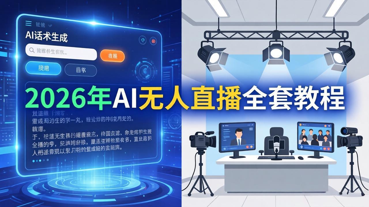 2026年AI无人直播全套教程:OBS安装+软件配置+直播间搭建+话术生成+一键开播实操-俊哥