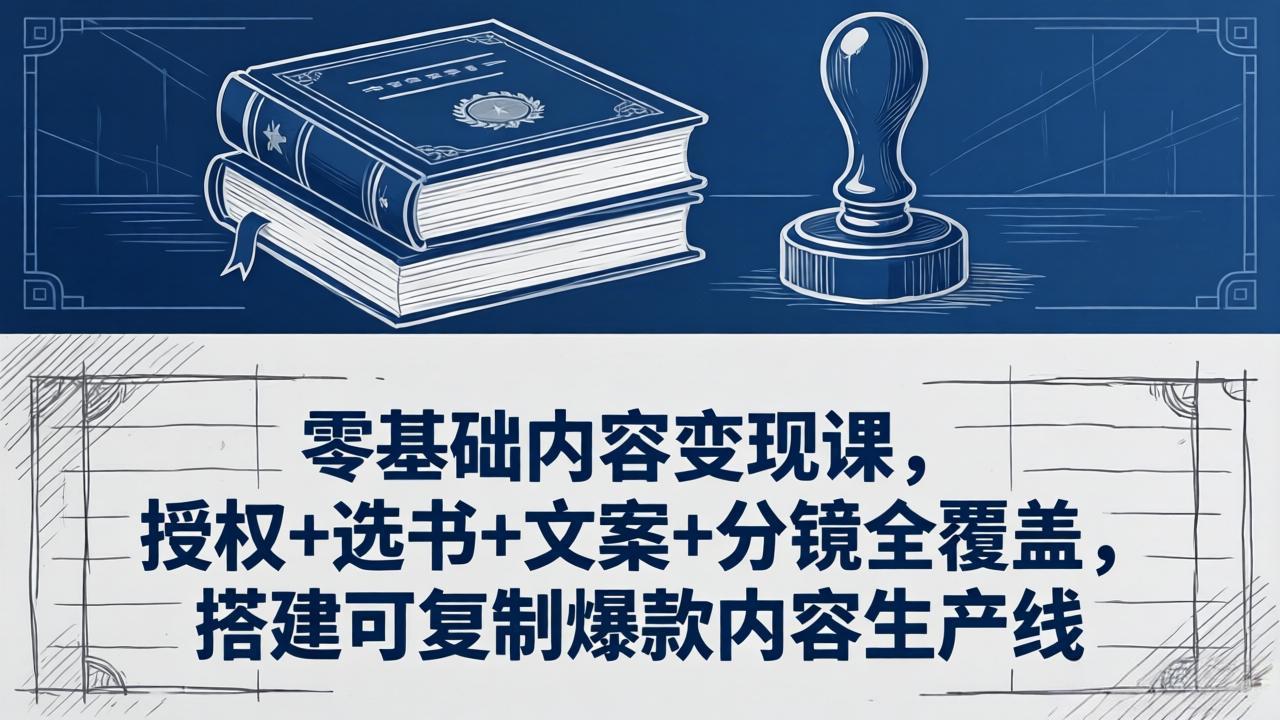零基础内容变现课，授权+选书+文案+分镜全覆盖，搭建可复制爆款内容生产线-俊哥