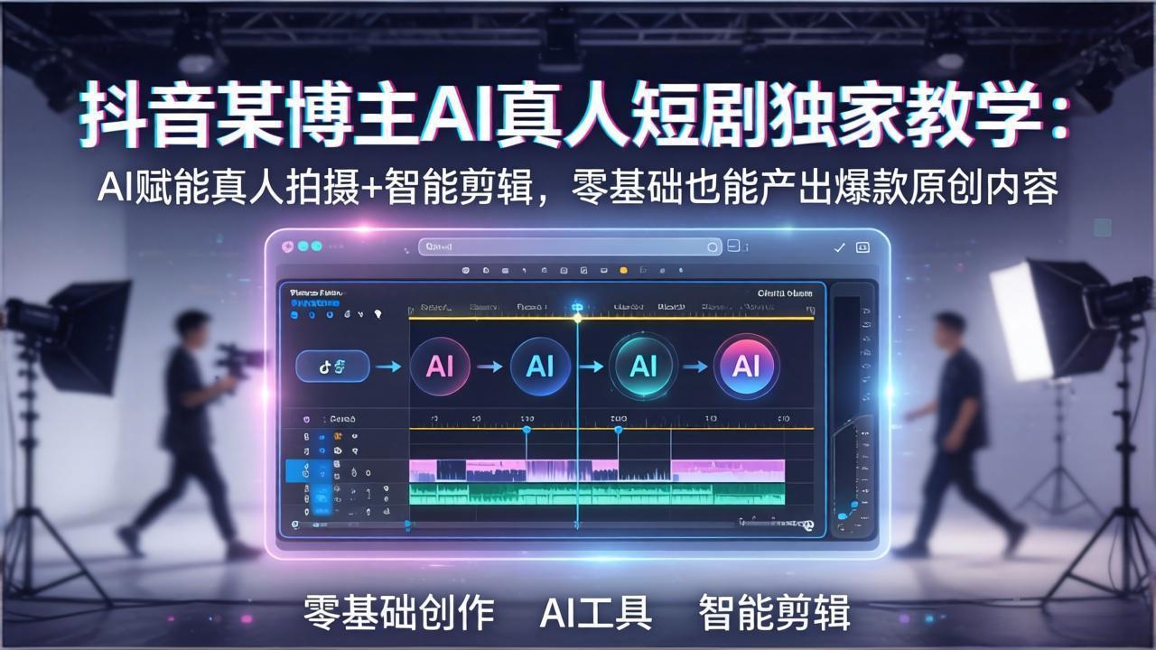 抖音某博主AI真人短剧独家教学：AI赋能真人拍摄+智能剪辑，零基础也能产出爆款原创内-俊哥