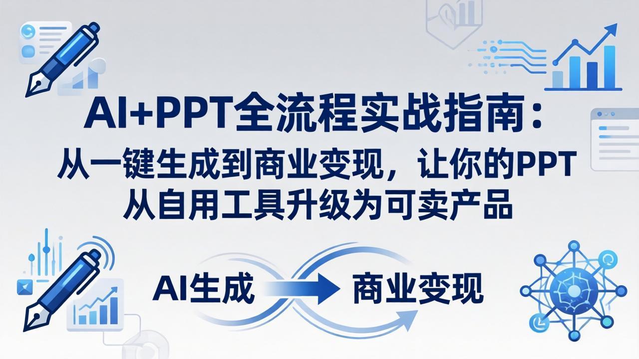 AI+PPT全流程实战指南-更新4月21:从一键生成到商业变现,让你的PPT从自用工具升级为可卖产品-俊哥