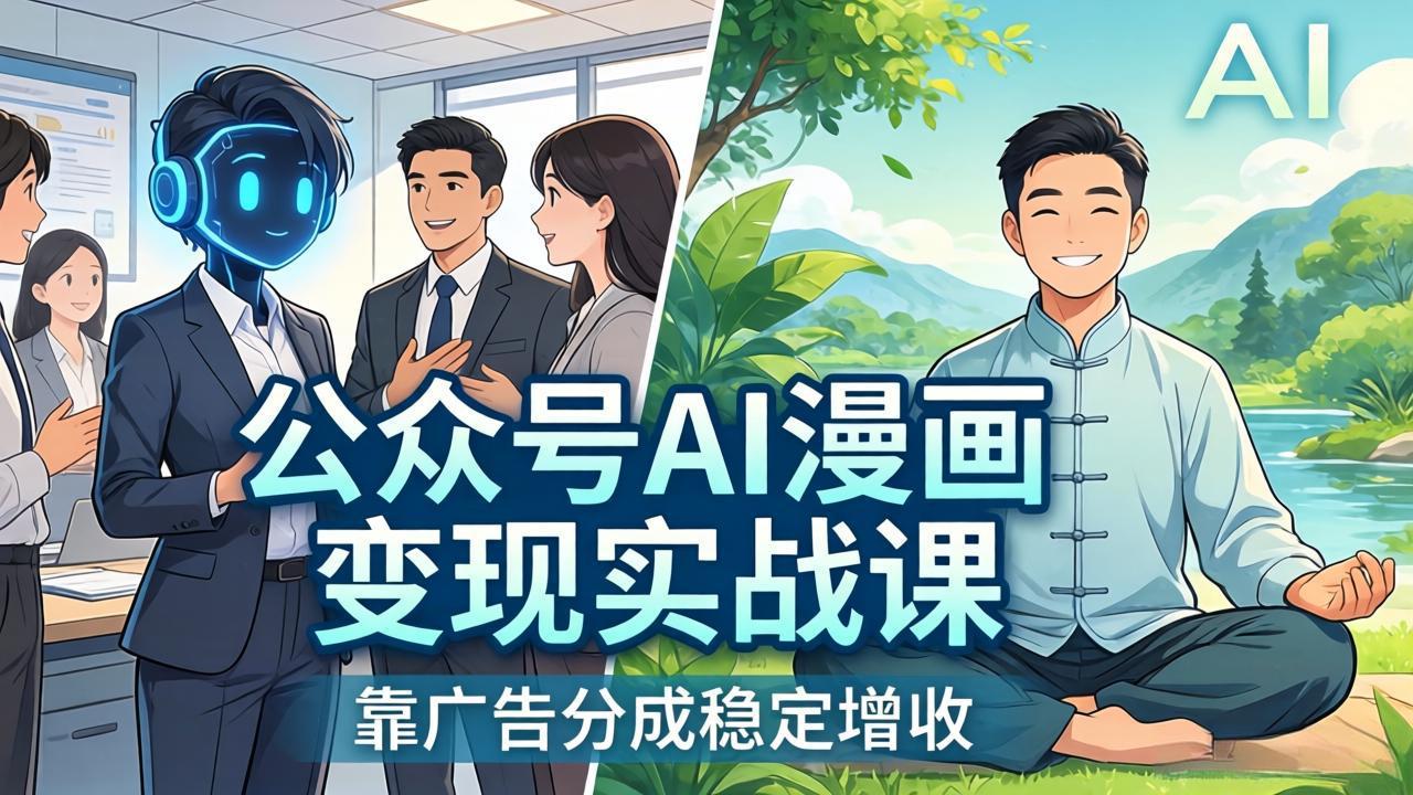 公众号AI漫画变现实战课：星座/职场/养生多赛道+智能体发文，靠广告分成稳定增收-俊哥
