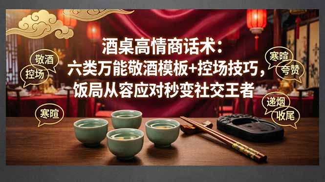 付费文章：酒桌高情商话术：六类万能敬酒模板+控场技巧，饭局从容应对秒变社交王者-俊哥