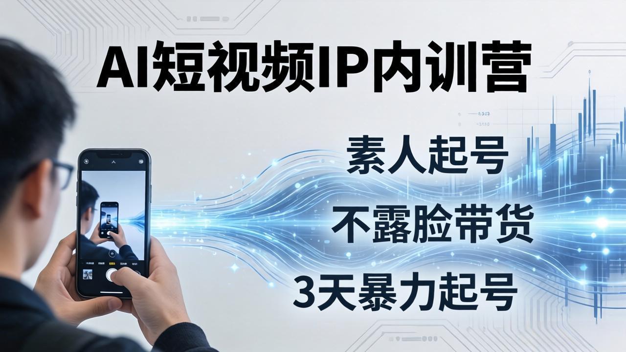 2026AI短视频IP内训营:从素人起号到不露脸带货,3天暴力起号全流程拆解-俊哥