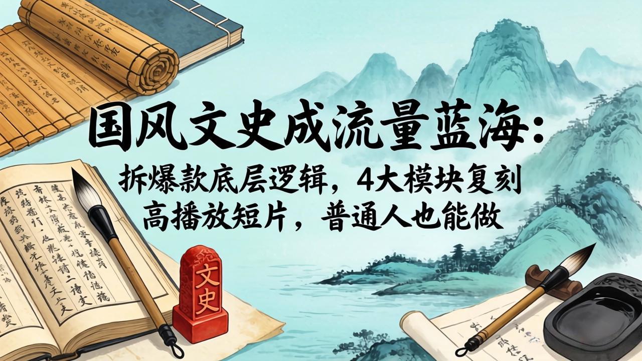 国风文史成流量蓝海：拆爆款底层逻辑，4大模块复刻高播放短片，普通人也能做-俊哥