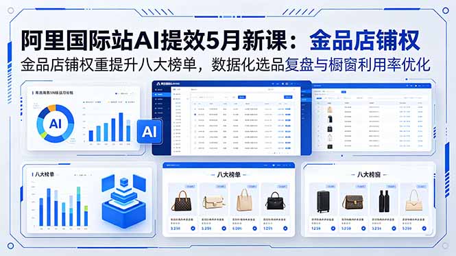 阿里国际站AI提效5月新课:金品店铺权重提升八大榜单,数据化选品复盘与橱窗利用率优化-俊哥