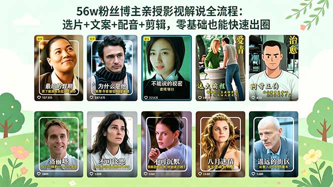 56万粉丝博主亲授影视解说全流程：选片+文案+配音+剪辑，零基础也能快速出圈-俊哥