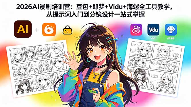 2026AI漫剧培训营:豆包+即梦+Vidu+海螺全工具教学,从提示词入门到分镜设计一站式掌握-俊哥