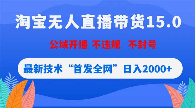 淘宝无人直播带货15.0,不封号,不违规,公域玩法,首发全网日入2000+-俊哥