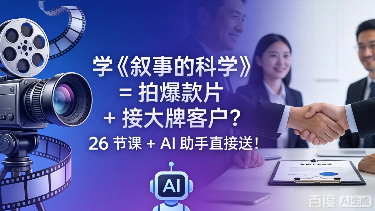 学《叙事的科学》= 拍爆款片 + 接大牌客户？26 节课 + AI 助手直接送！-俊哥