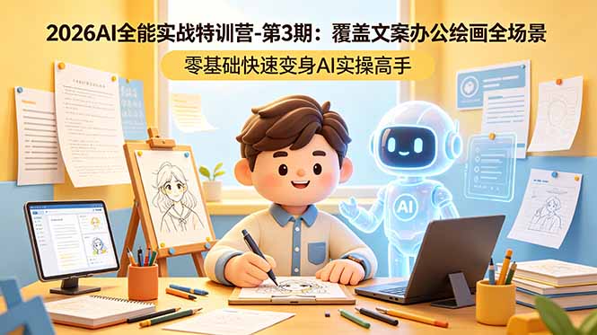 2026AI全能实战特训营-第3期:覆盖文案办公绘画全场景 零基础快速变身AI实操高手-俊哥