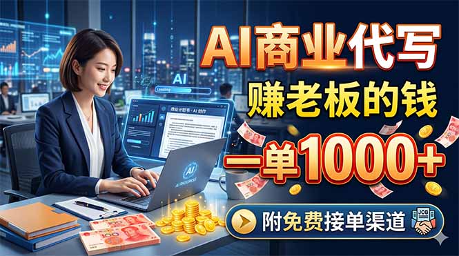 AI商业代写,赚老板的钱,一单1000+,附免费接单渠道-俊哥