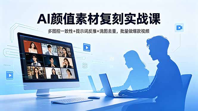 AI颜值素材复刻实战课，多图控一致性+提示词反推+洗图去重，批量做爆款视频-俊哥