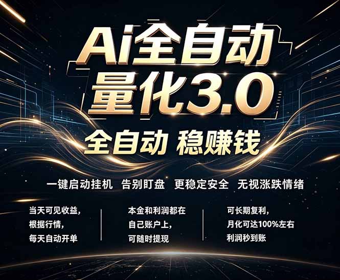EA黄金量化，全天无人值守，24小时不停干，小白轻松操作，日入1000+-俊哥