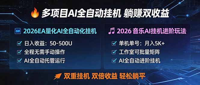 多项目AI自动挂机玩法：双重挂机，双倍收益，轻松躺平-俊哥