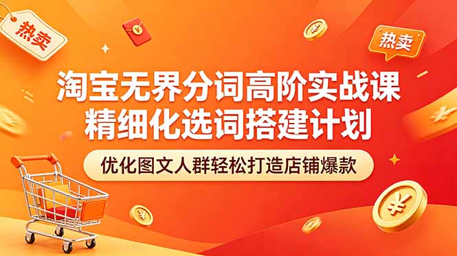 淘宝无界分词高阶实战课 精细化选词搭建计划 优化图文人群轻松打造店铺爆款-俊哥