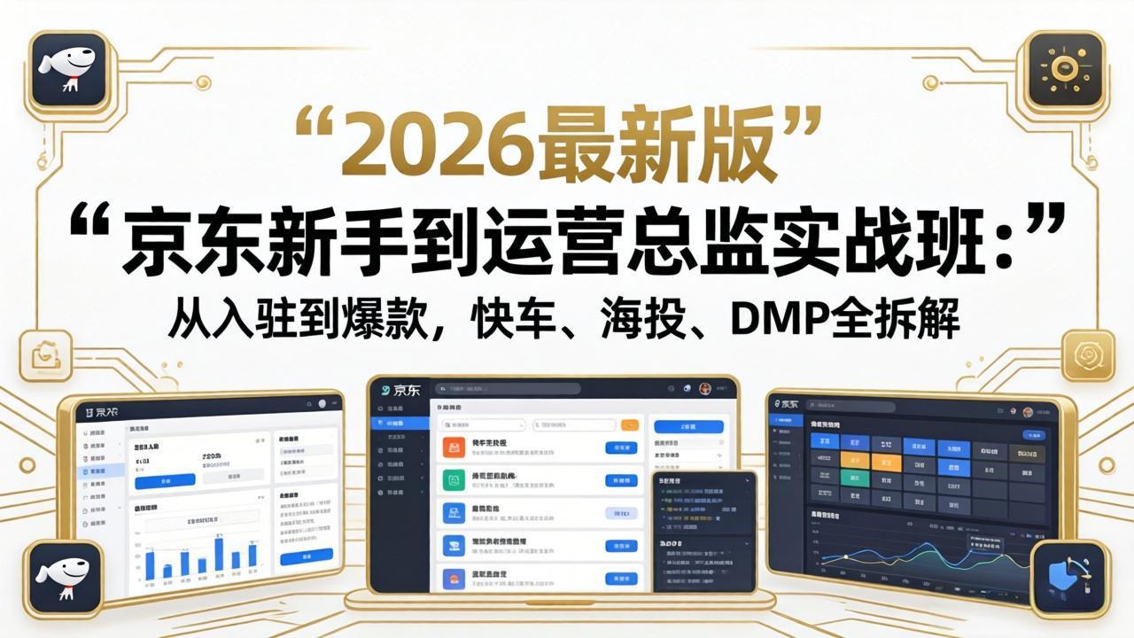 京东新手到运营总监实战班：从入驻到爆款，快车、海投、DMP全拆解，2026最新版-俊哥
