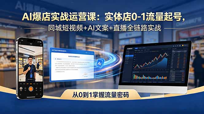 AI爆店实战运营课：实体店0-1流量起号，同城短视频+AI文案+直播全链路实战-俊哥